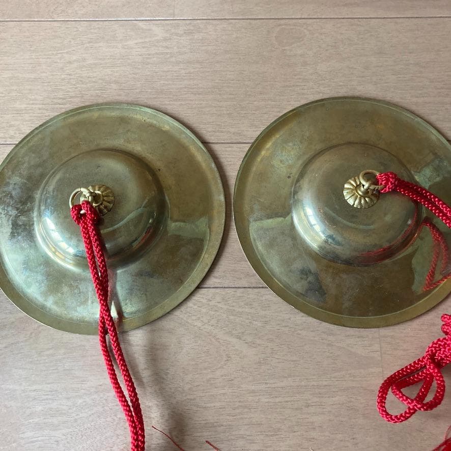 【中古品】チャンパ　4寸　直径12cm　重目　房付　チャッパ　手拍子　和楽器