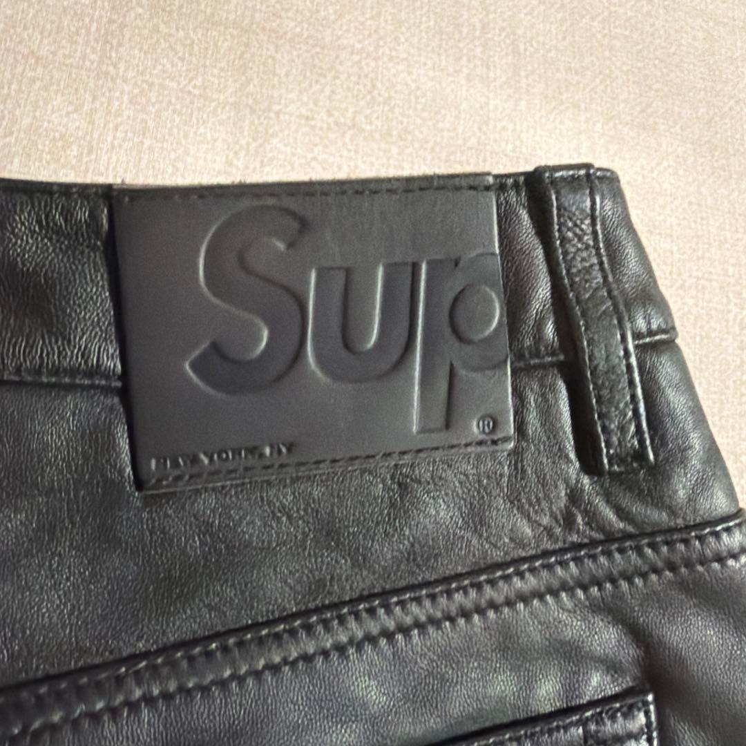 パンツ supreme SLogo LeatherBaggy 5-Pocket Jean