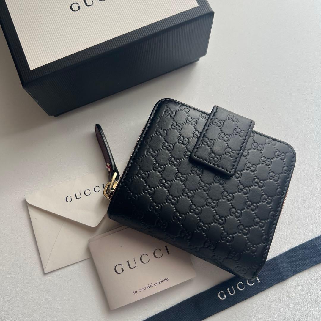 138 極上美品 GUCCI グッチ マイクロシマ 2つ折り財布