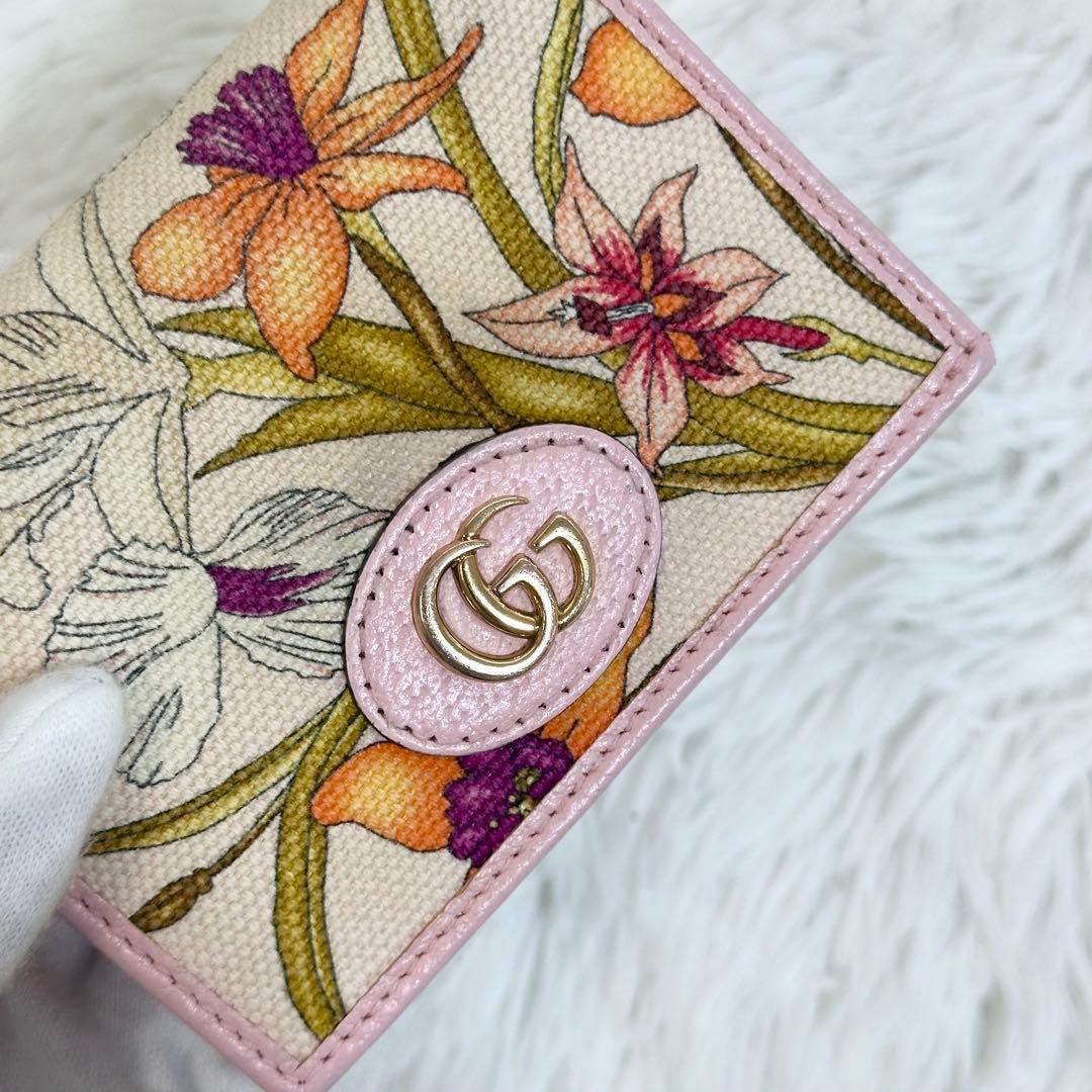 日本限定✨️GUCCI 2つ折り財布 ダブルG フローラ 総柄 ピンク