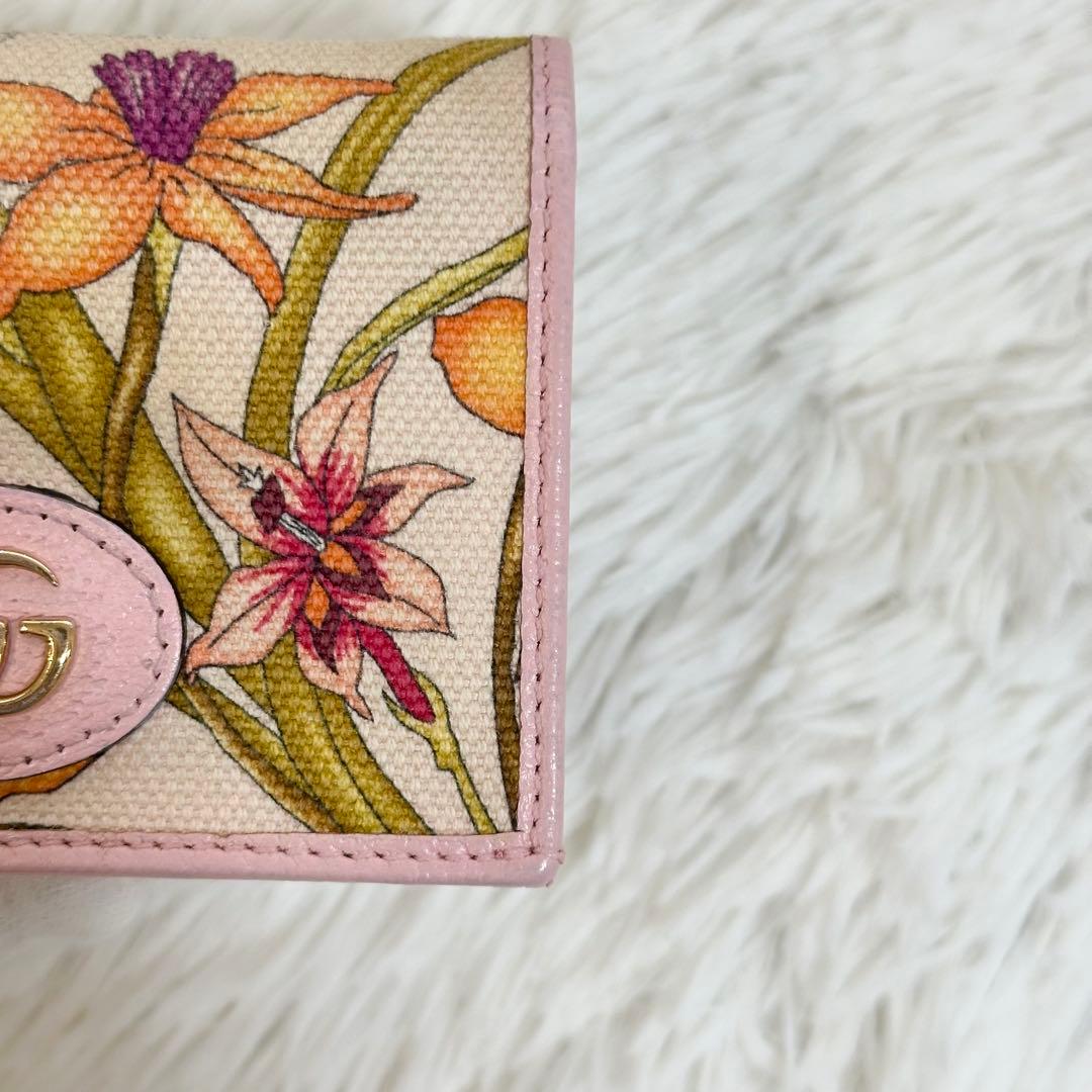 日本限定✨️GUCCI 2つ折り財布 ダブルG フローラ 総柄 ピンク