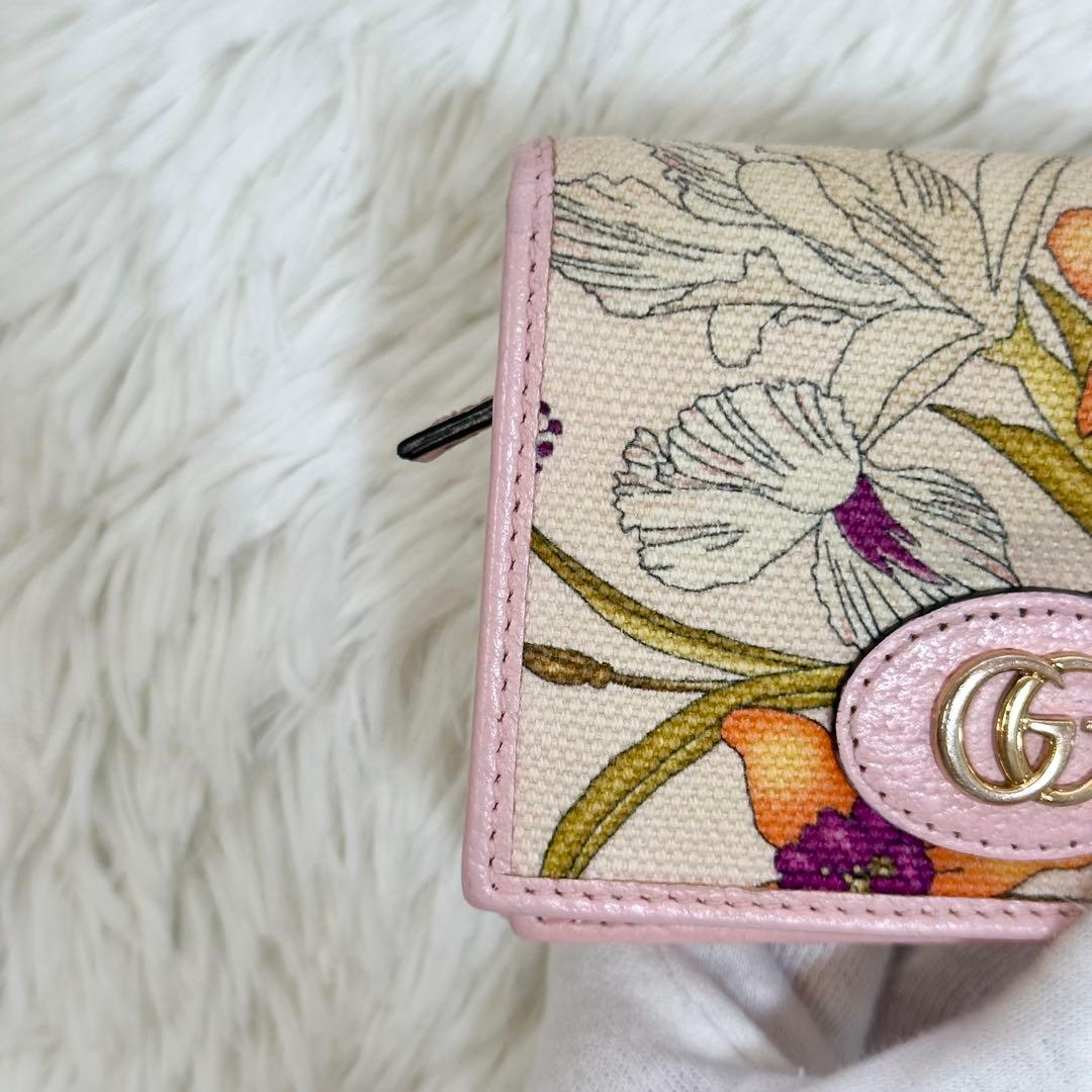 日本限定✨️GUCCI 2つ折り財布 ダブルG フローラ 総柄 ピンク