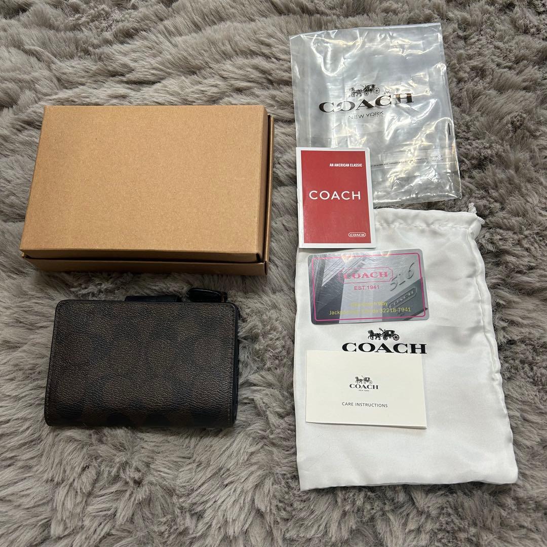 正規品☆COACH(コーチ) ブラック 茶二つ折り財布