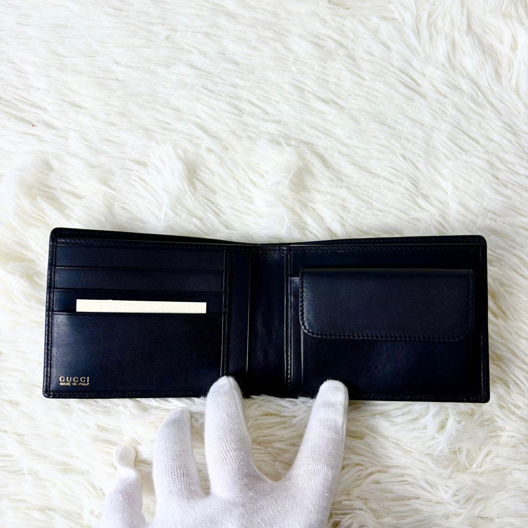 新品　オールド　GUCCI グッチ　折り財布　シェリーライン　レザー　ブラック