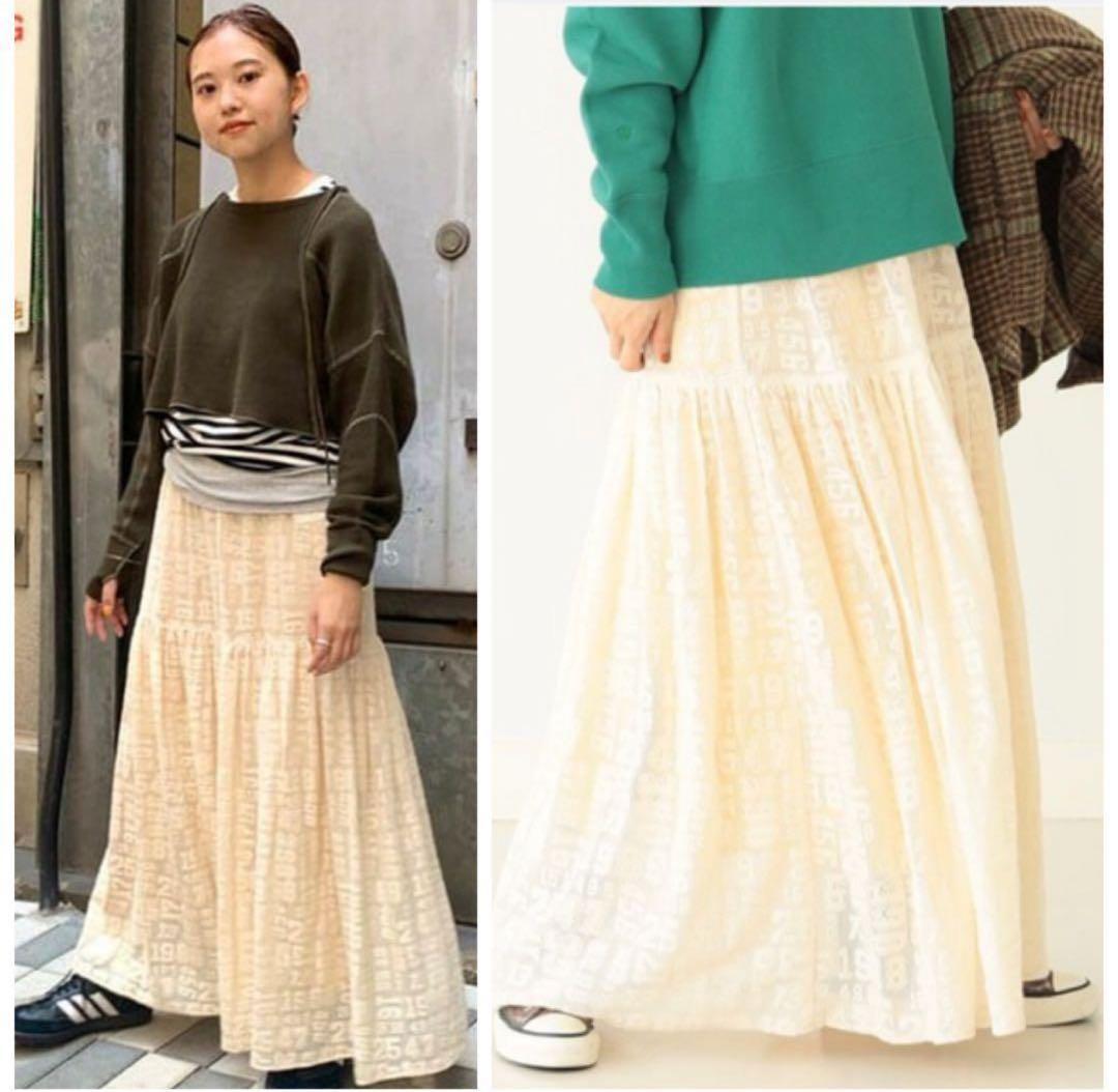 BEAMS BOY ナンバー レース ティアードスカート オフホワイト 美品