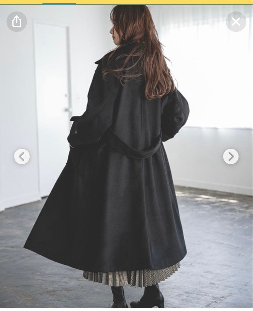 新品！mysty woman スタンドネックAラインロングコート ブラック