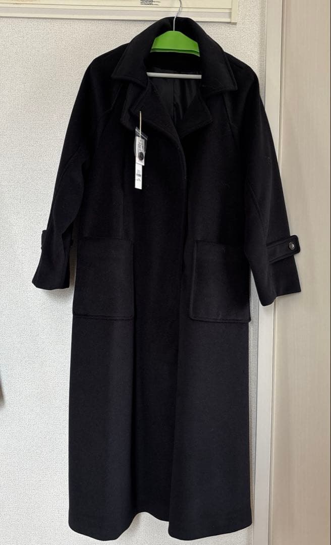 新品！mysty woman スタンドネックAラインロングコート ブラック