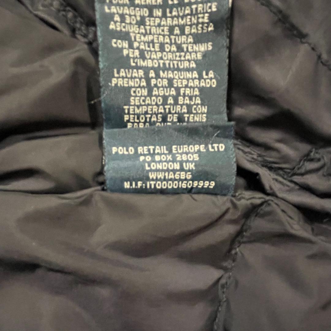 POLO RALPH LAURENダウンベスト フード収納ブラックオレンジポニー