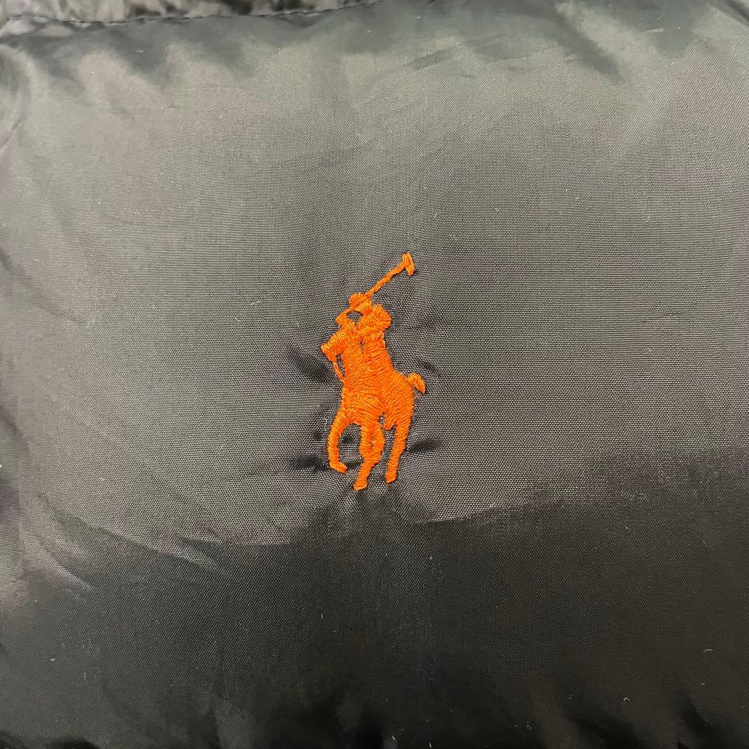 POLO RALPH LAURENダウンベスト フード収納ブラックオレンジポニー