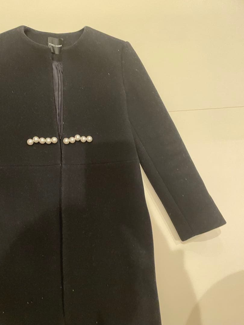 ヨーコチャンパールウールブラックコート36サイズYOKOCHAN