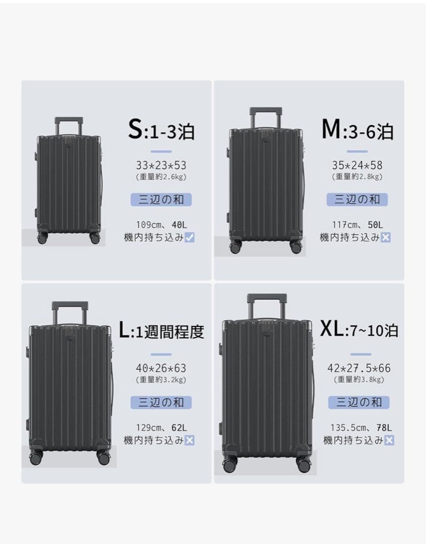 スーツケース　62L 大容量 キャリーケース USBポート カップケース付き