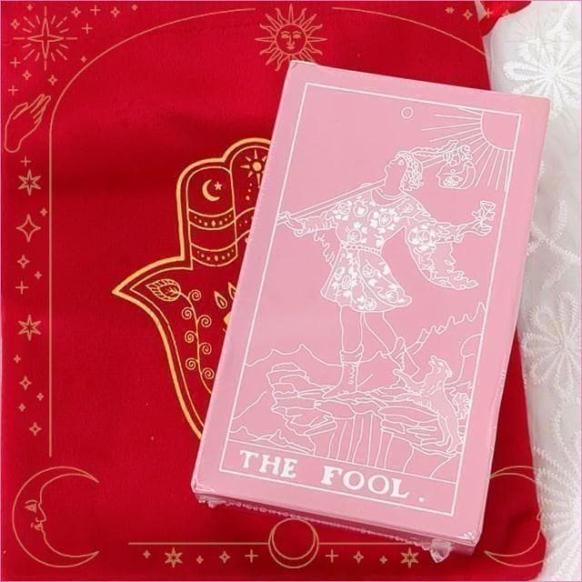 【タロットカード】可愛いピンク×ホワイトのデッキ✨プラスチック加工 ポーチ付