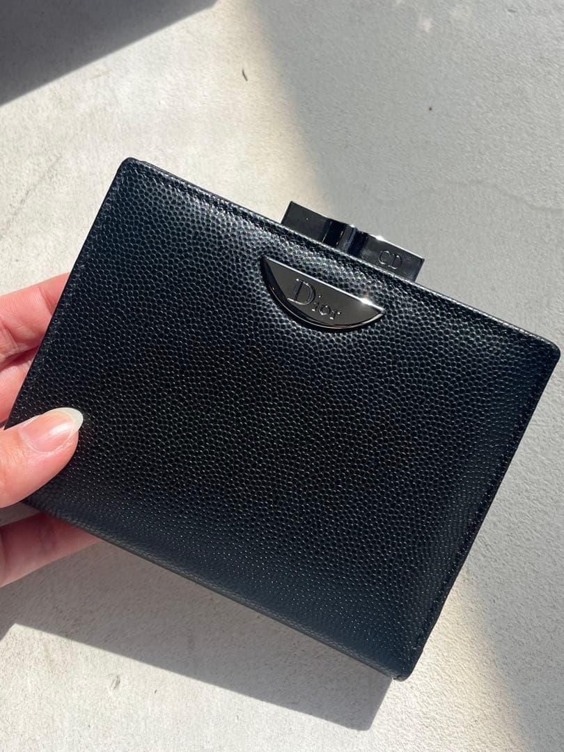 【新品未使用】ChristianDior ブラックレザー 二つ折り財布