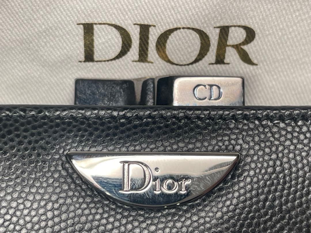 【新品未使用】ChristianDior ブラックレザー 二つ折り財布