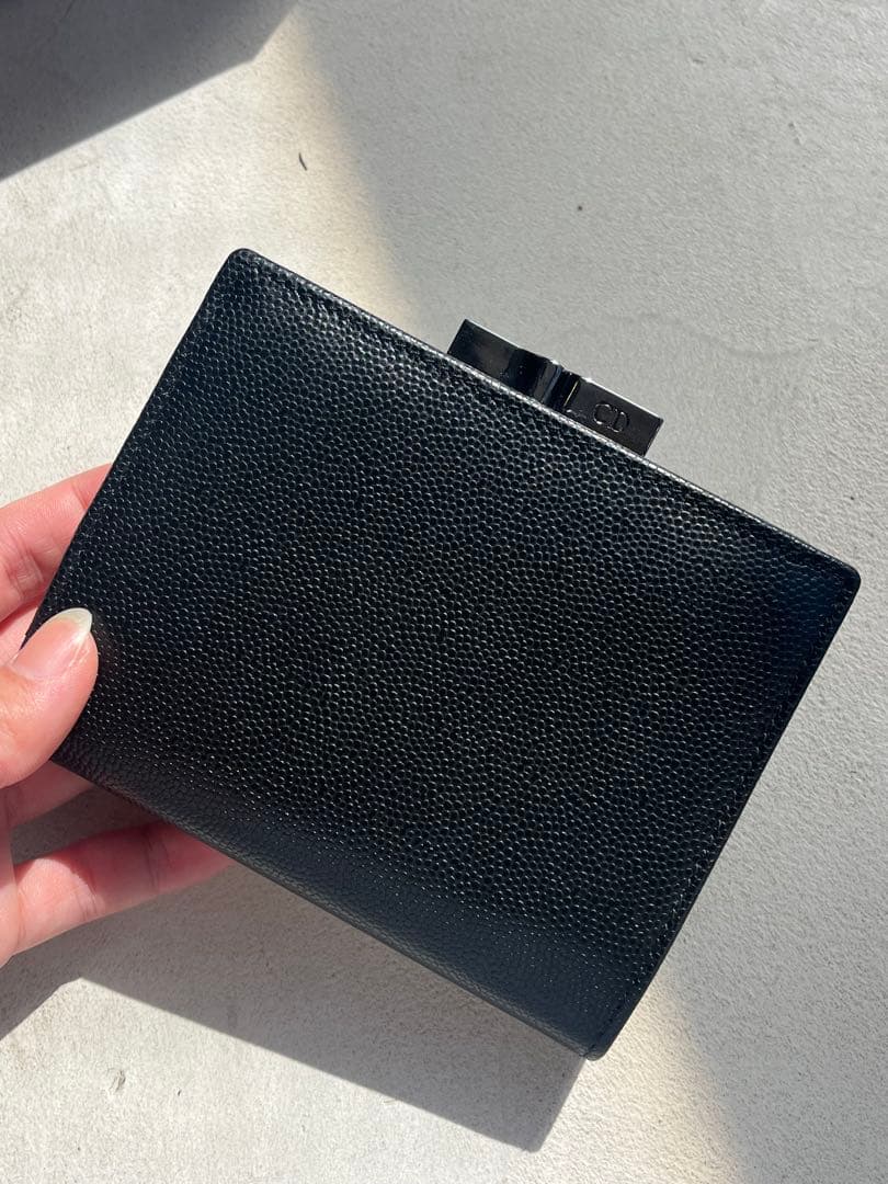 【新品未使用】ChristianDior ブラックレザー 二つ折り財布