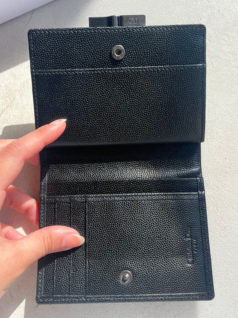 【新品未使用】ChristianDior ブラックレザー 二つ折り財布