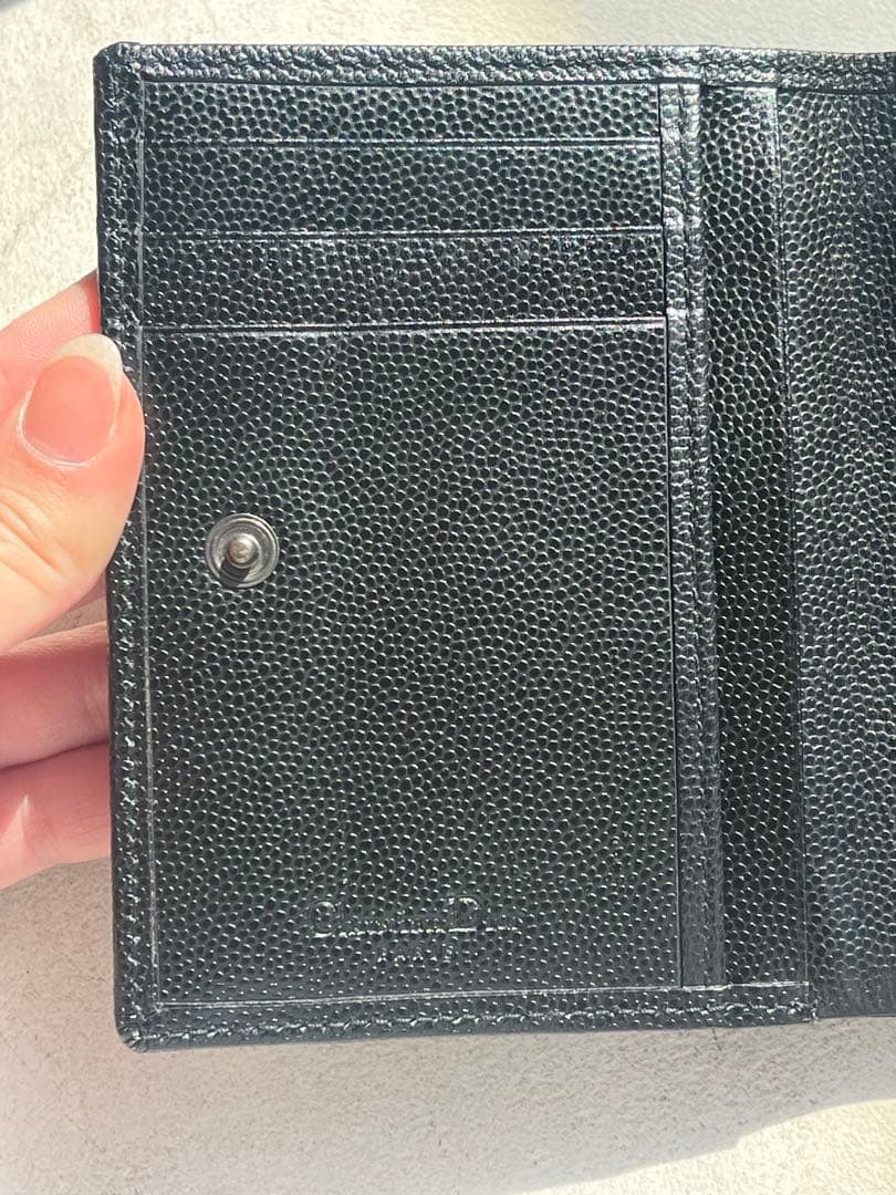 【新品未使用】ChristianDior ブラックレザー 二つ折り財布