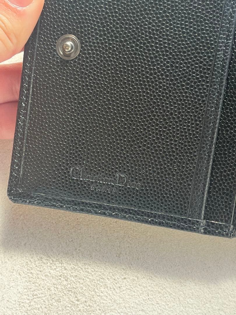 【新品未使用】ChristianDior ブラックレザー 二つ折り財布