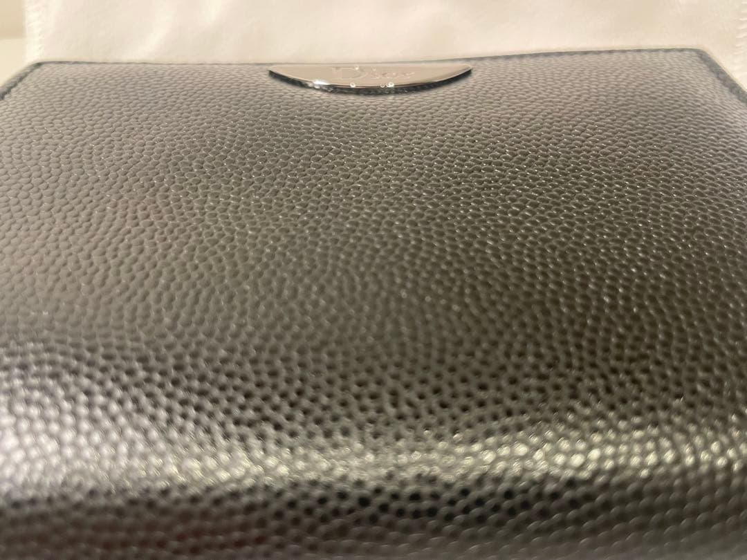 【新品未使用】ChristianDior ブラックレザー 二つ折り財布
