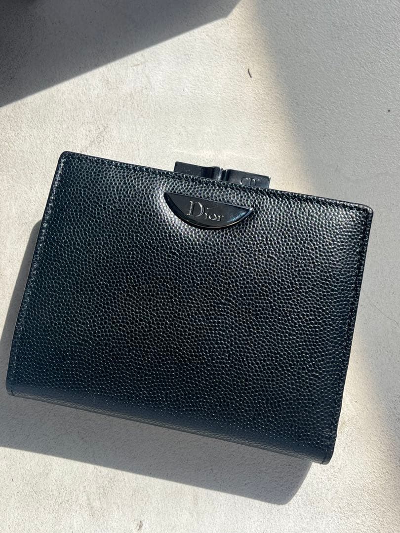 【新品未使用】ChristianDior ブラックレザー 二つ折り財布