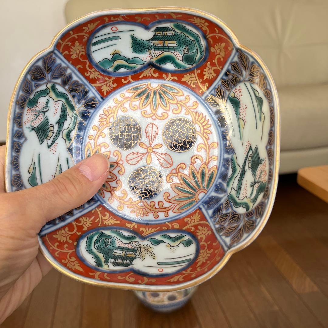 古伊万里　皿　色絵　金彩　小皿　 冨貴長春　5客セット