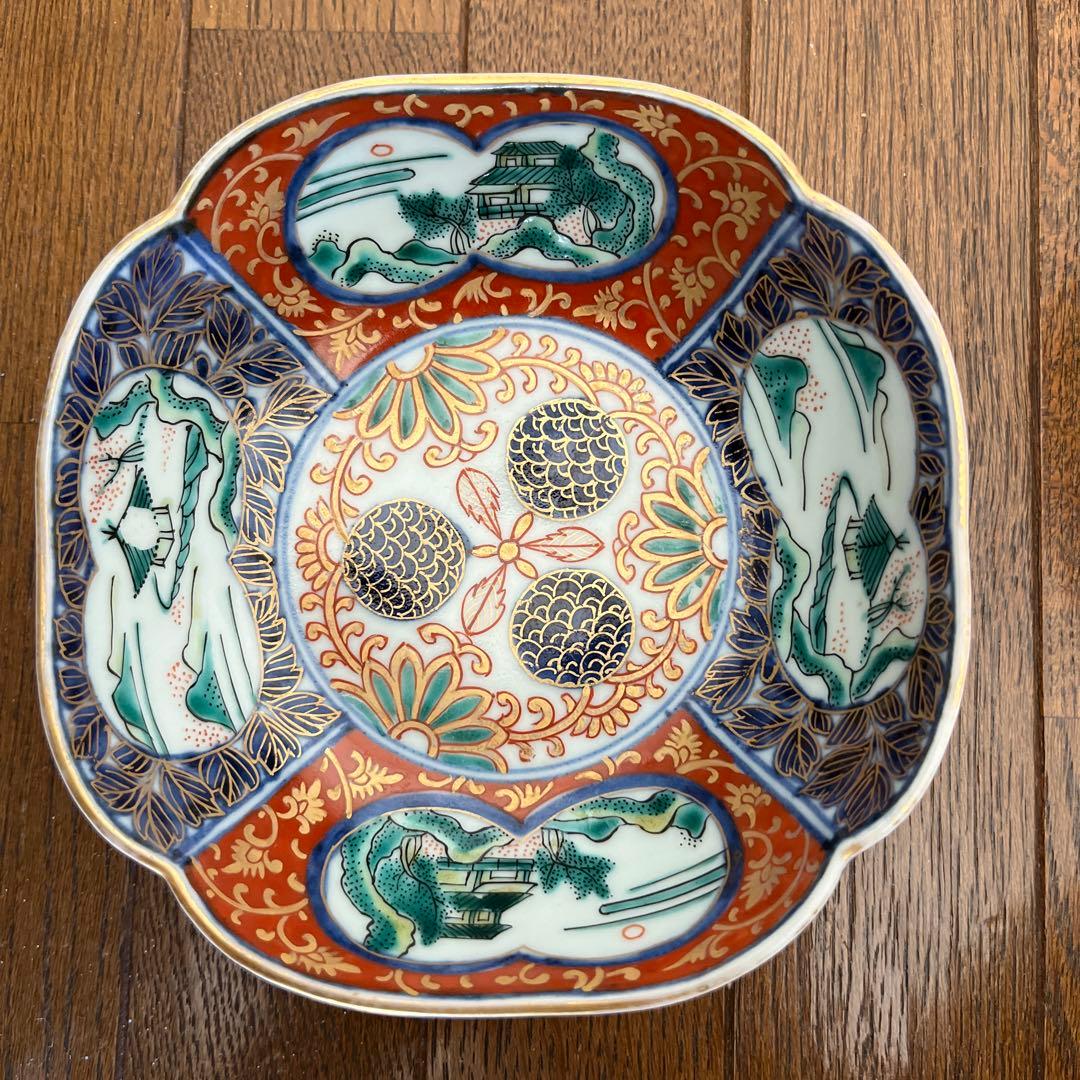古伊万里　皿　色絵　金彩　小皿　 冨貴長春　5客セット