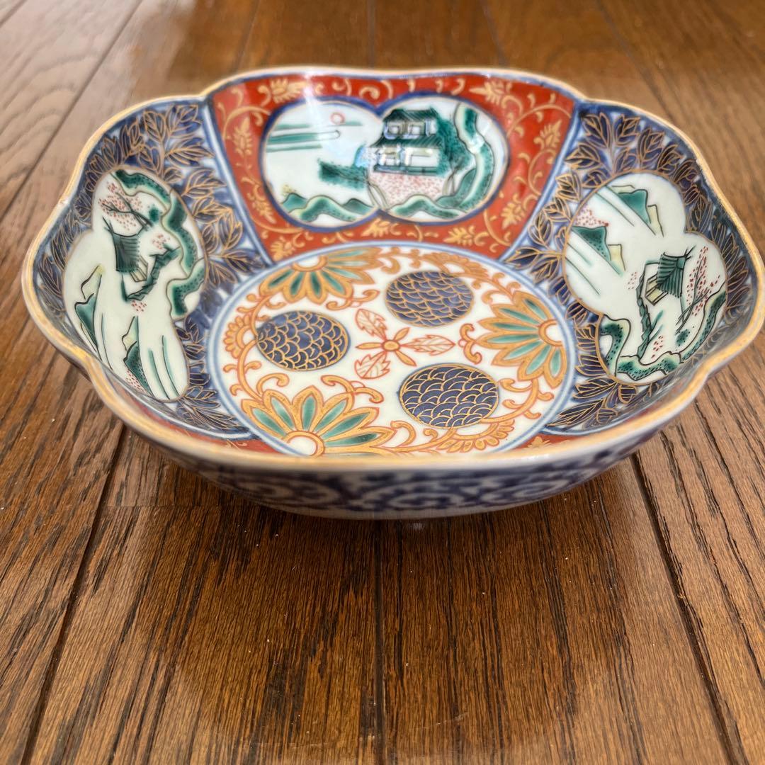 古伊万里　皿　色絵　金彩　小皿　 冨貴長春　5客セット