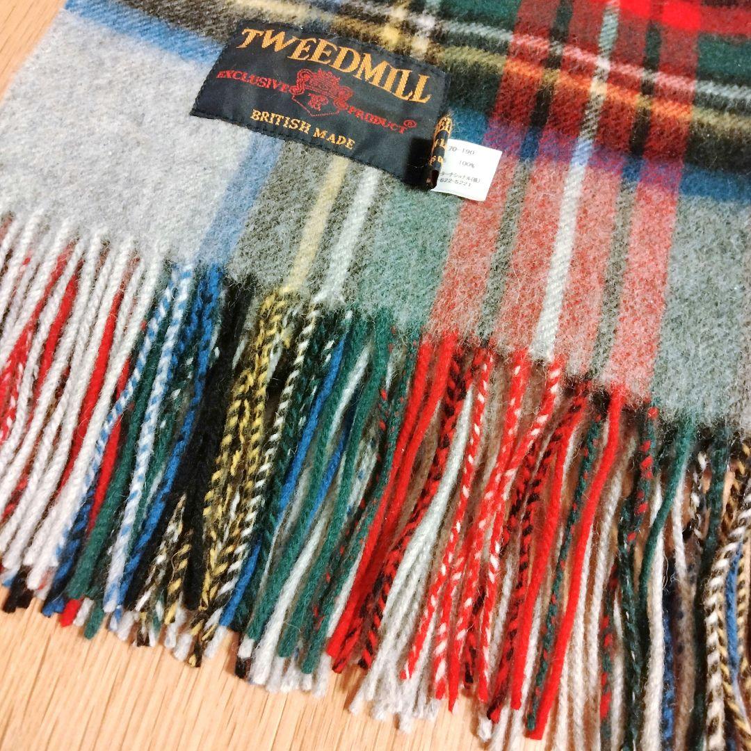 TWEEDMILL ツイードミル 大判 ストール ライトグレー チェック柄
