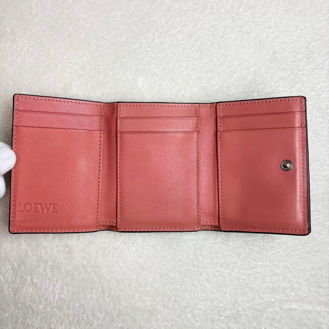 【希少✨】LOEWE アナグラム トライフォールド 三つ折り財布 レザー ピンク