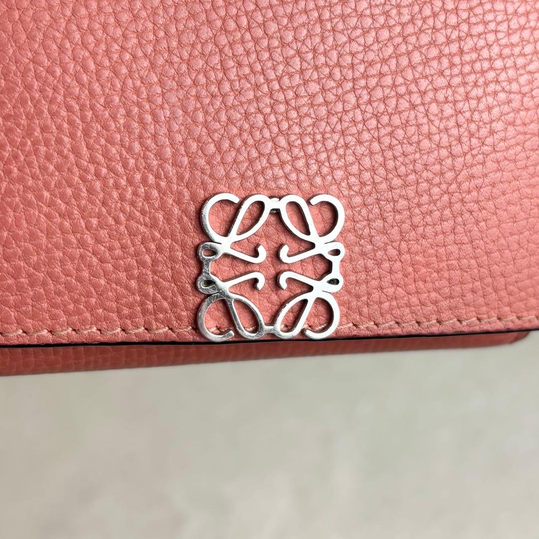 【希少✨】LOEWE アナグラム トライフォールド 三つ折り財布 レザー ピンク