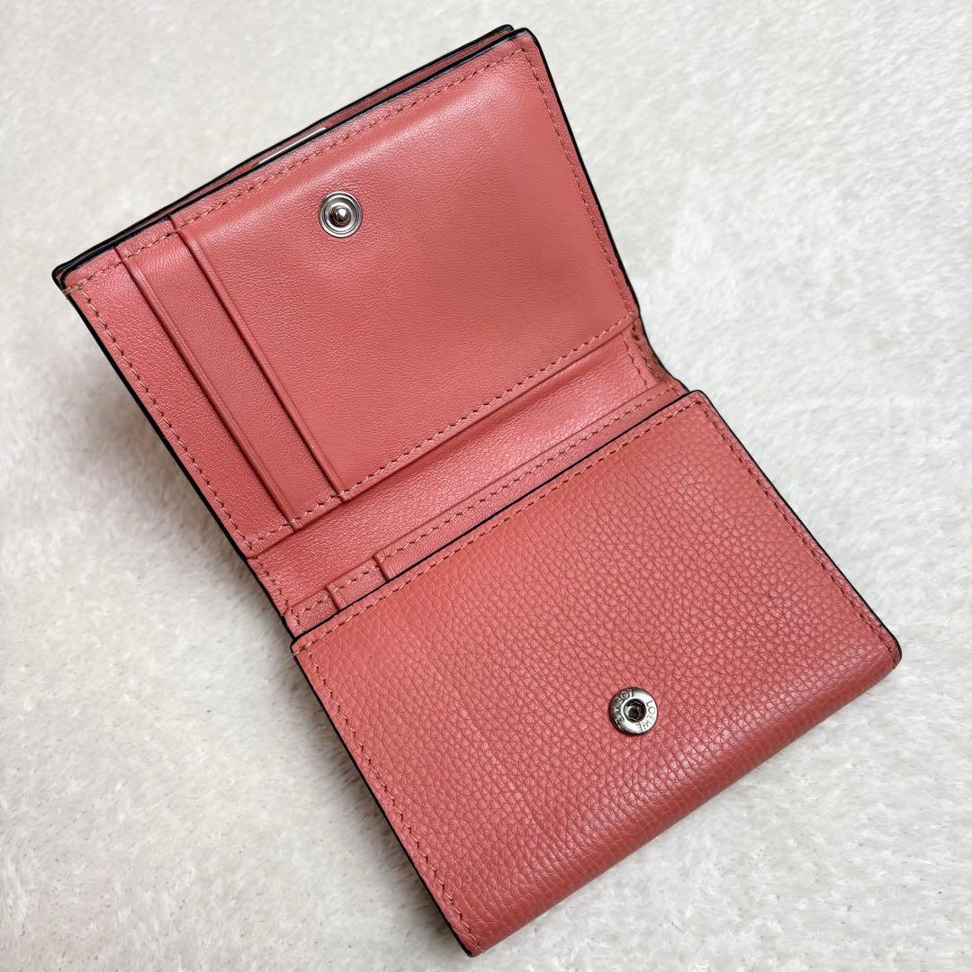 【希少✨】LOEWE アナグラム トライフォールド 三つ折り財布 レザー ピンク