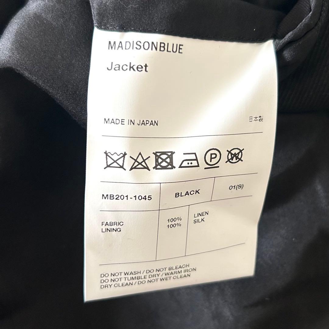 美品 マディソンブルー W6B リネンブレザー ダブルブレスト 01 ブラック