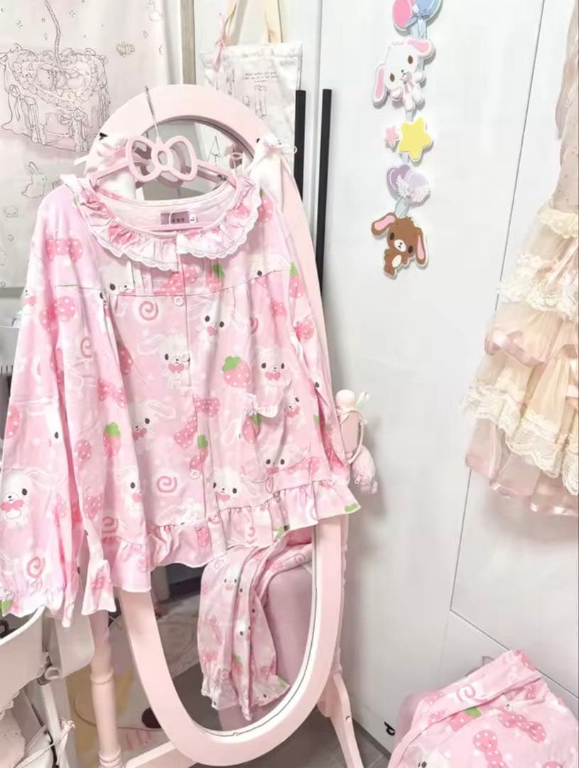 シュガーバニーズ ルームウェア しろうさ サンリオ パジャマ ピンク 上下セット