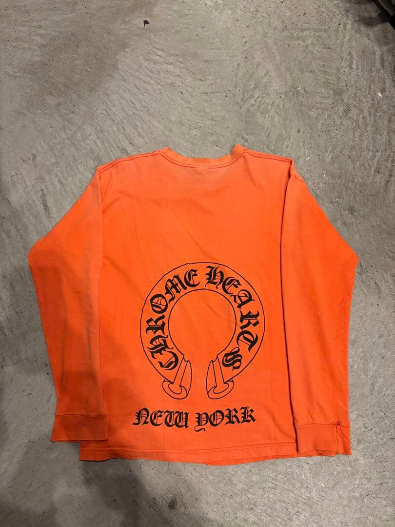 90s 00s Chrome hearts フェード オレンジ ロンt ボロ