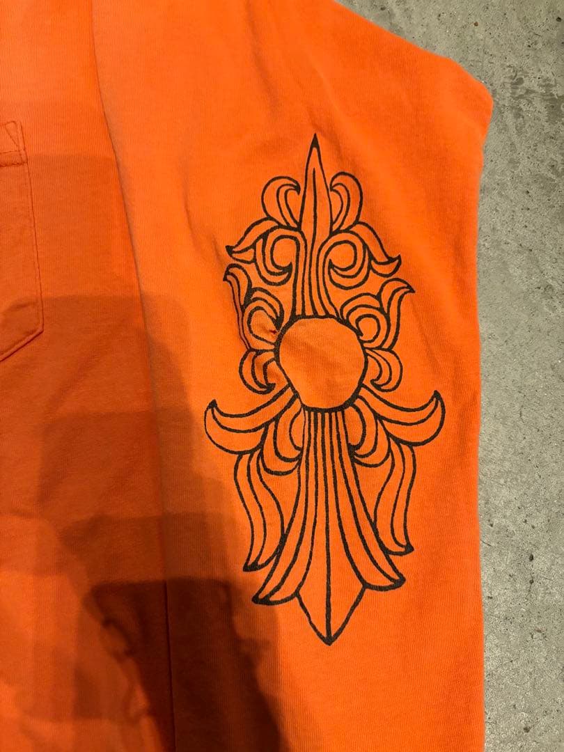 90s 00s Chrome hearts フェード オレンジ ロンt ボロ