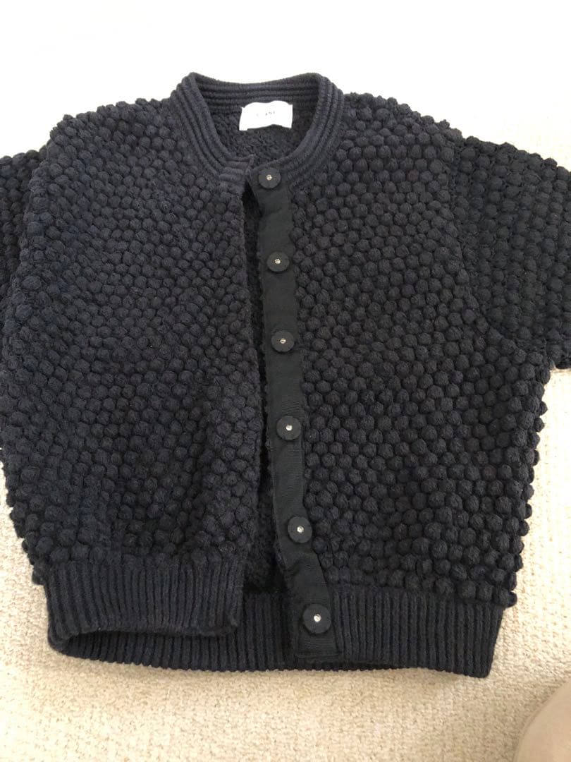 CLANE 3D DOT HALF SLEEVE KNIT CARDIGAN 黒