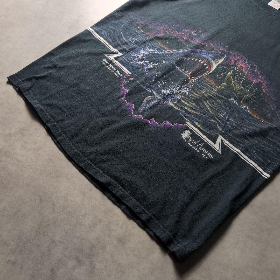 USA製 anvil XL 丸胴 両面 サメ Tシャツ 90s 鬼フェード
