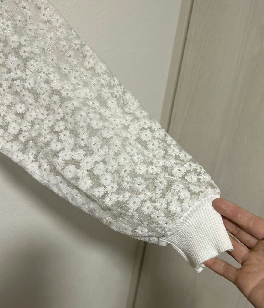 IÉNA イエナ フラワーレース ニット カーディガン ホワイト