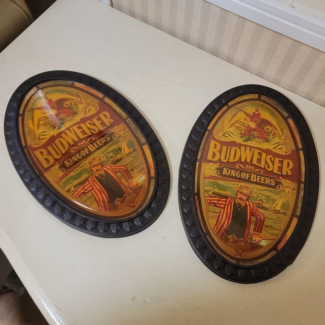 60's～70's　Budweiser 　看板　縦30.5cm　オーバル型