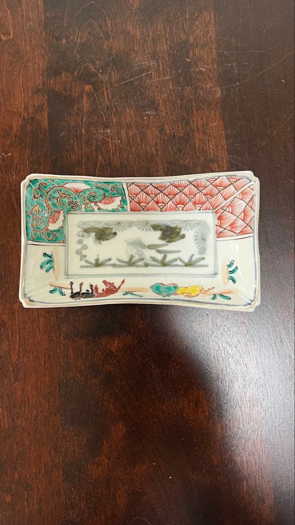 古伊万里（伊万里焼）の「染付長皿」と「色絵長皿」の2枚　骨董品