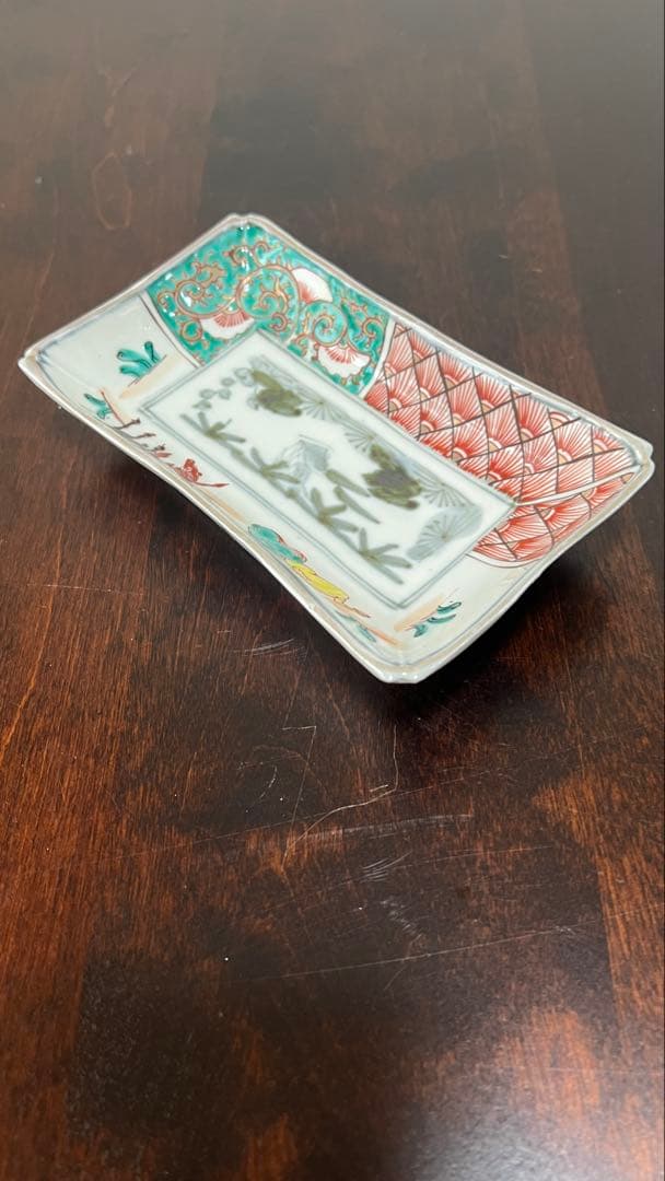 古伊万里（伊万里焼）の「染付長皿」と「色絵長皿」の2枚　骨董品