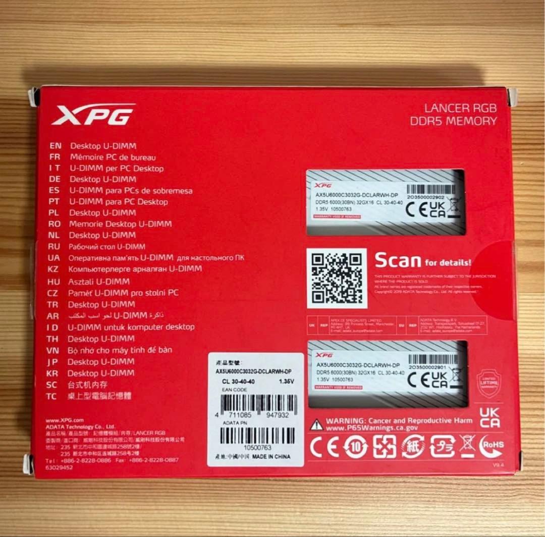 メモリー XPG LANCER RGB DDR5-6000 64GB (32GBx2)