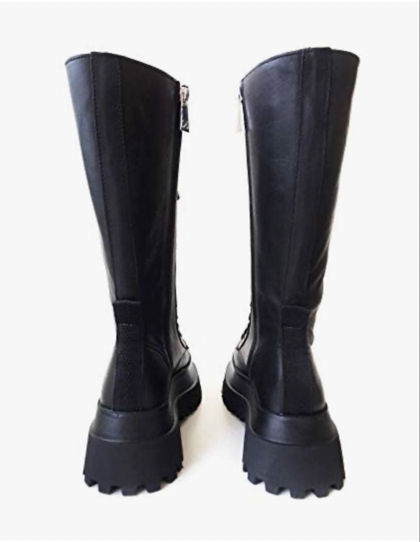 【未使用タグ付き】Zara レザーブーツ　トラックソール