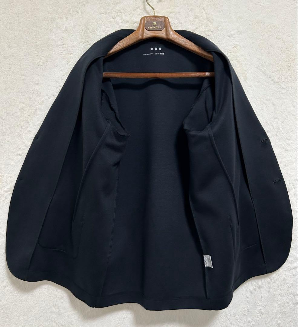 【美品】秋冬物 Three Dots ジャケット 40 JP-L AB5 濃紺