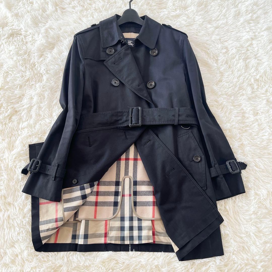 美品　バーバリー　トレンチコート　黒　ライナー　ノバチェック　ベルト　メガ