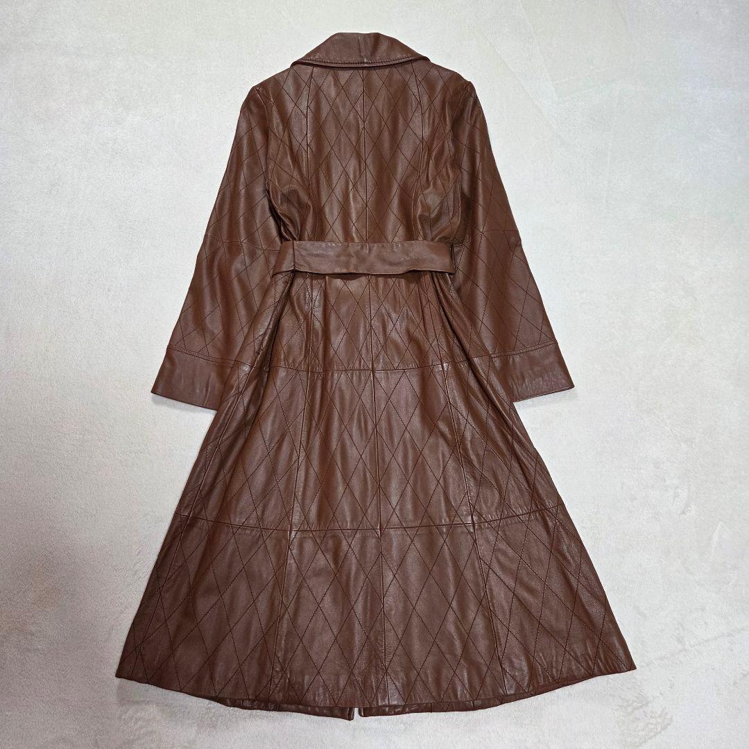 [美品]Sybilla レザーコート ベルト付き 羊革 ラムレザー キルティング