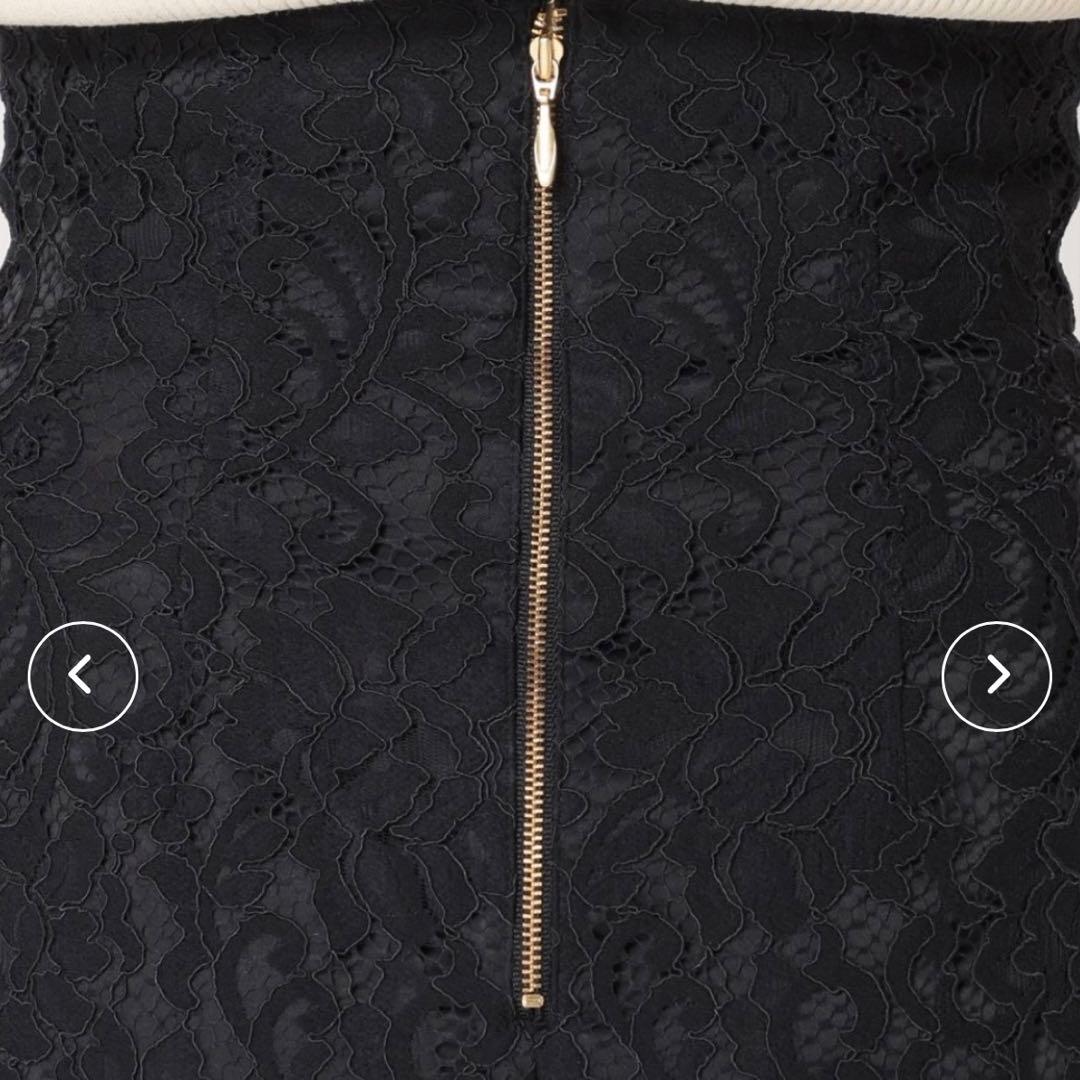 美品 Noble リバーレース Iラインスカート 紺 M