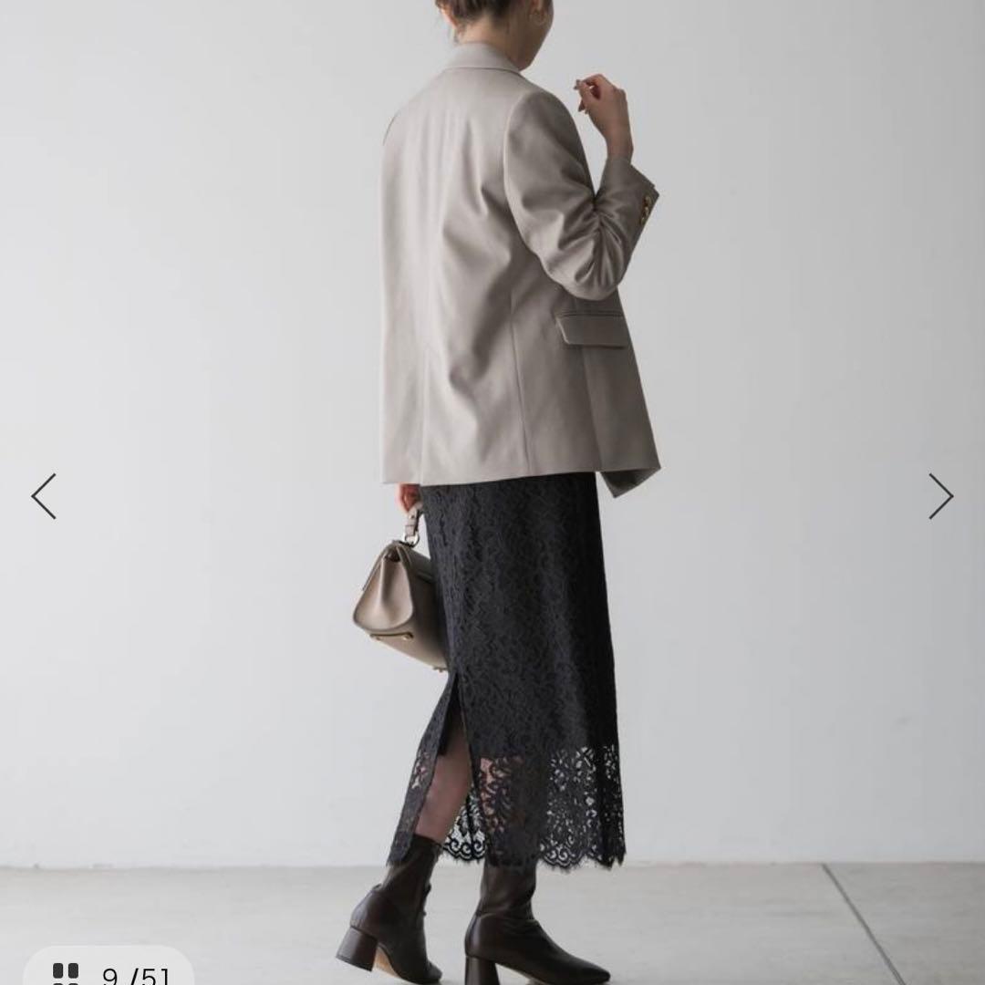美品 Noble リバーレース Iラインスカート 紺 M