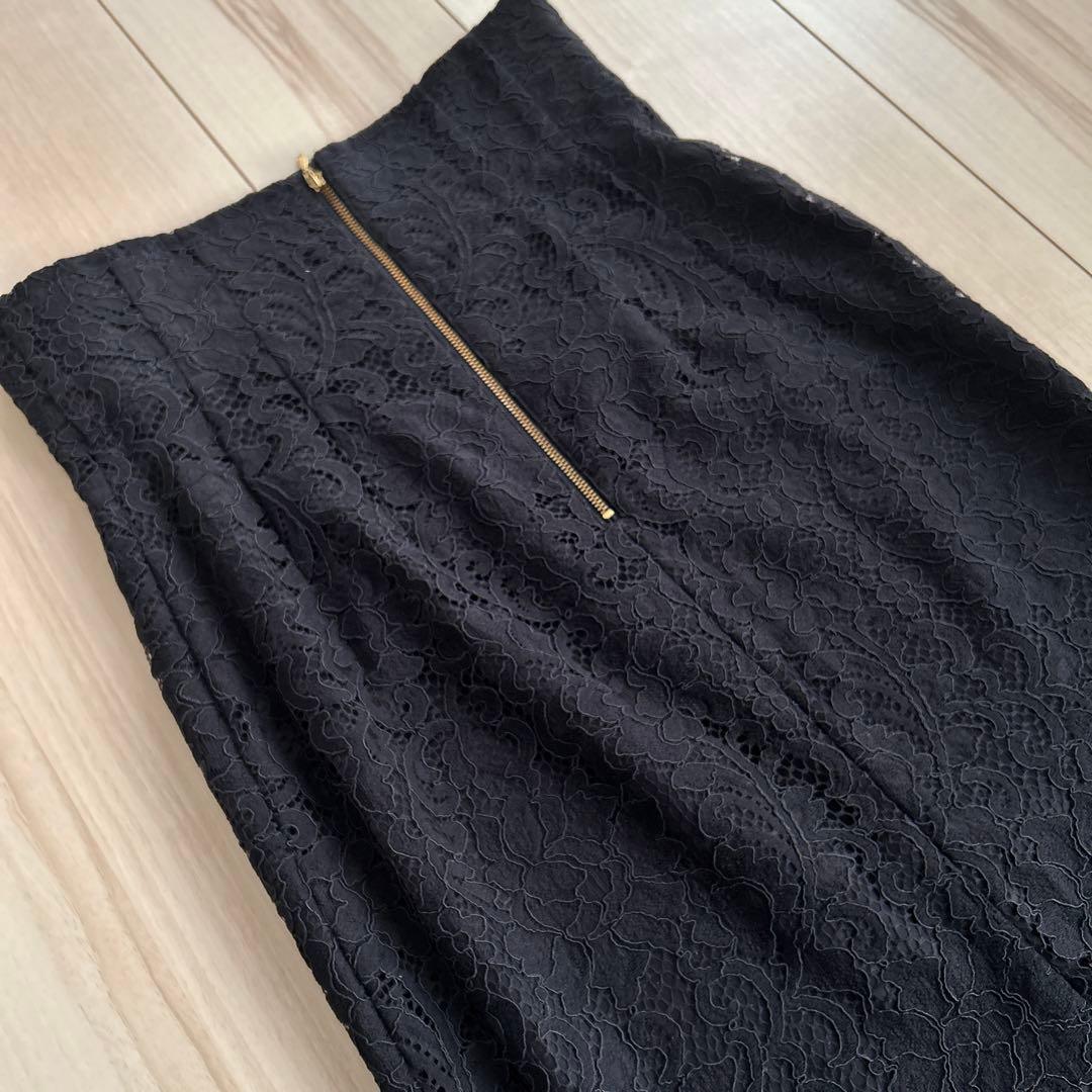 美品 Noble リバーレース Iラインスカート 紺 M