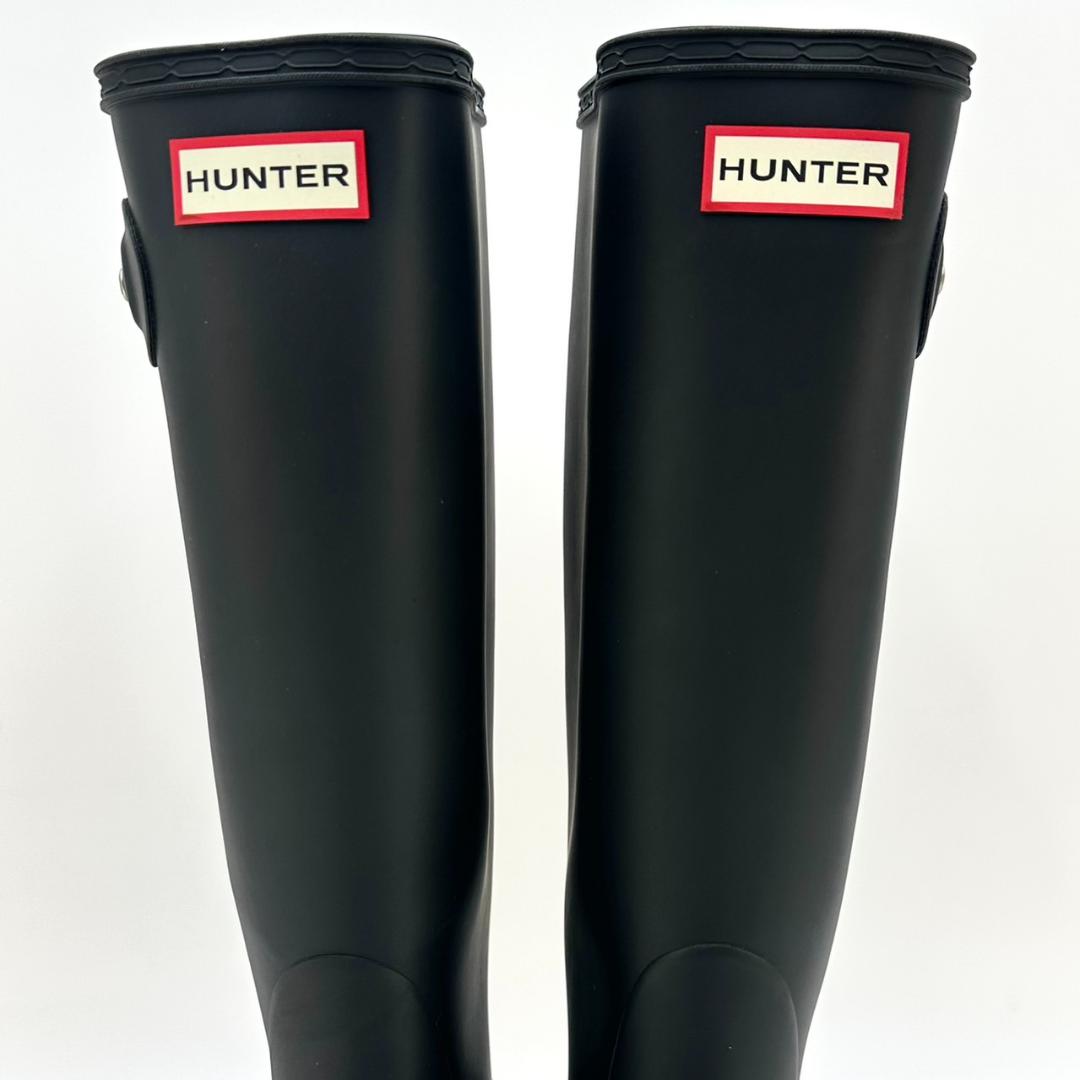 HUNTER ハンター バックル付き 長靴 レインブーツ ロングブーツ 防水 黒